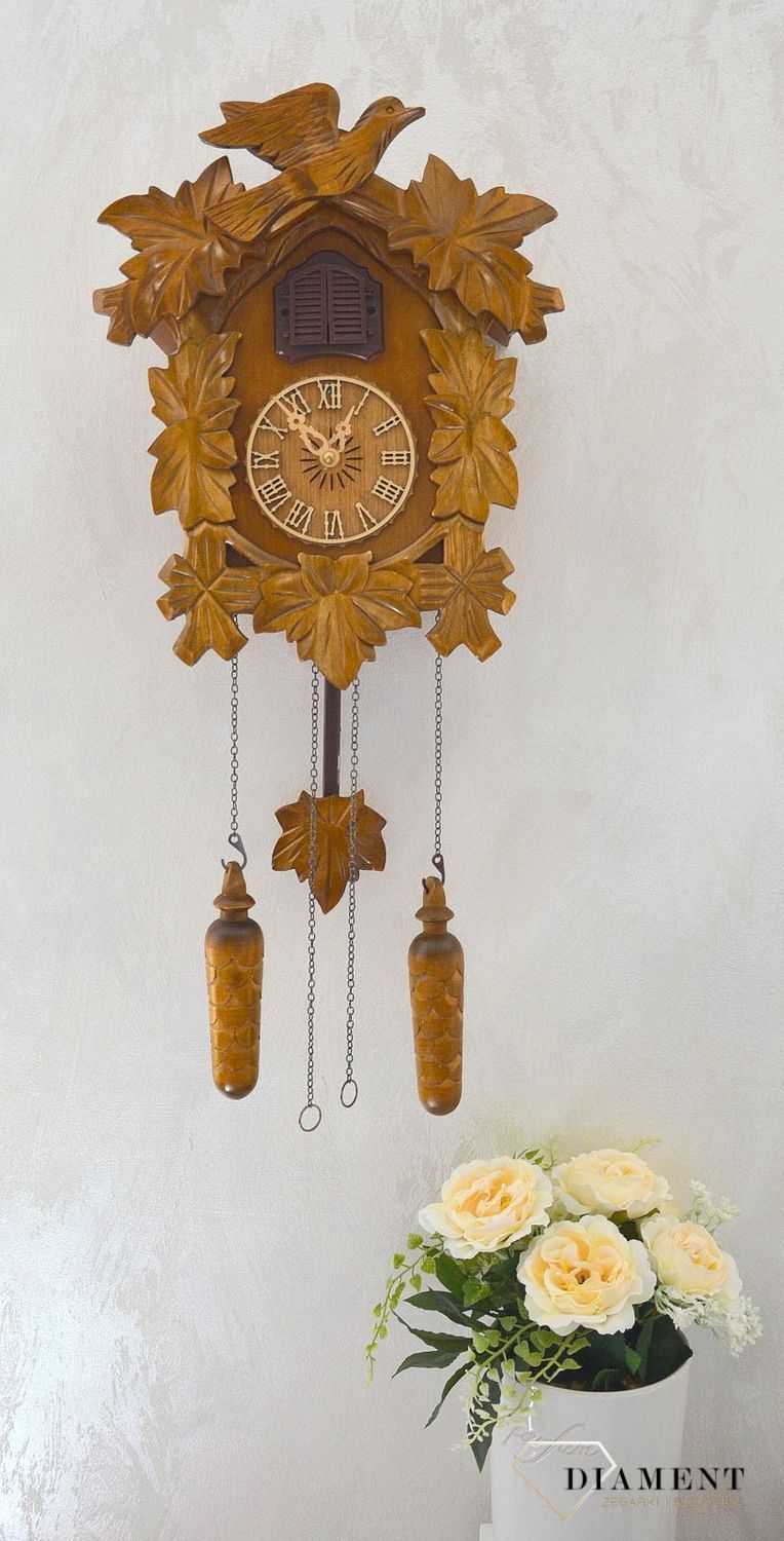 Zegar ścienny drewniany domek z kukułką Adler 24014D. Zegar z kolekcji zegarów z kukułką w kolorze dębu ✓Zegary ścienne✓Zegar z kukułką (1).JPG