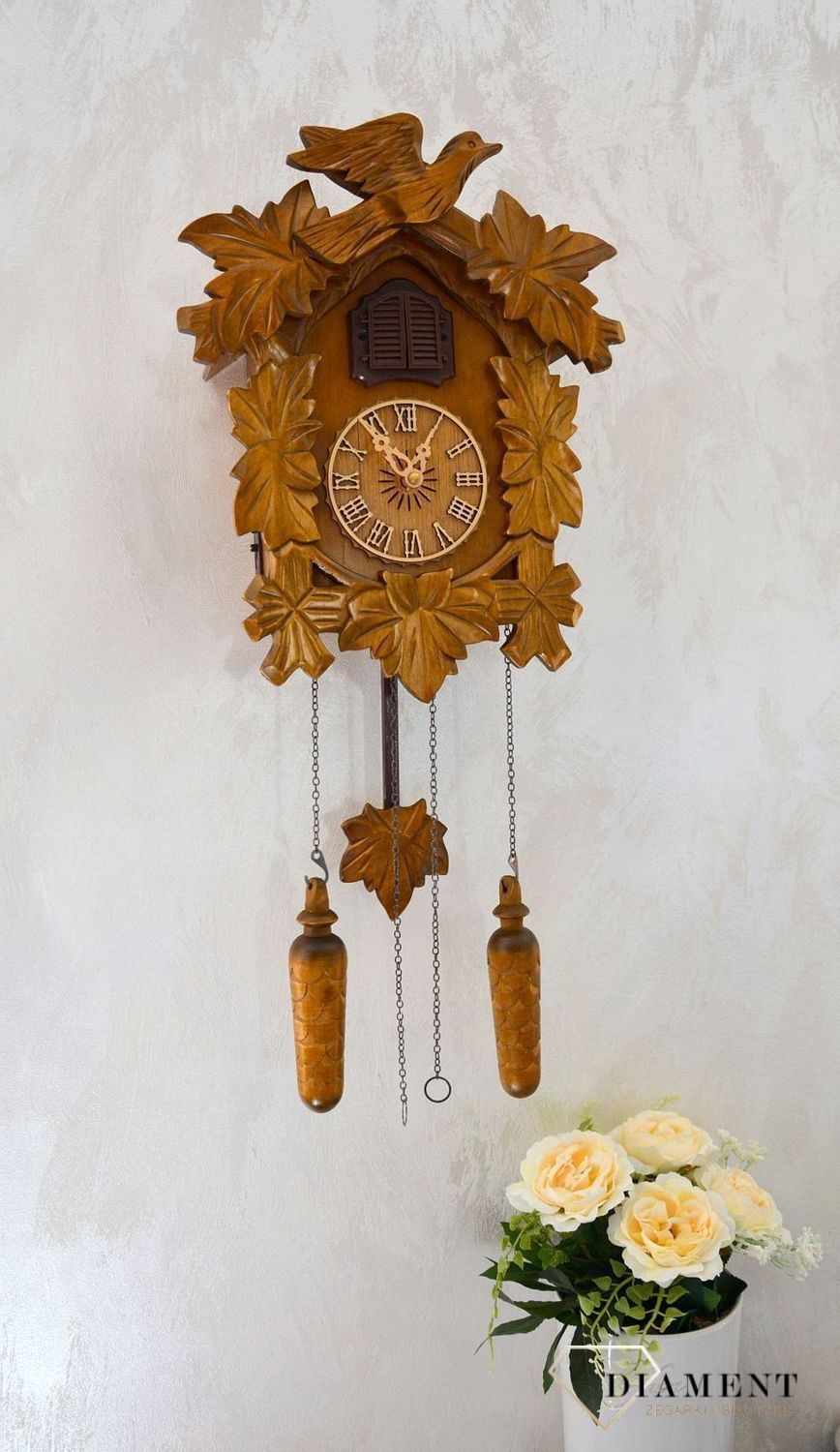 Zegar ścienny drewniany domek z kukułką Adler 24014D. Zegar z kolekcji zegarów z kukułką w kolorze dębu ✓Zegary ścienne✓Zegar z kukułką (1).JPG