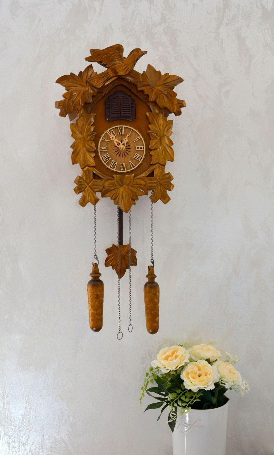 Zegar ścienny drewniany domek z kukułką Adler 24014D. Zegar z kolekcji zegarów z kukułką w kolorze dębu ✓Zegary ścienne✓Zegar z kukułką (1).JPG