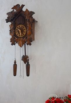 Zegar ścienny drewniany 'Jaskółka' domek z kukułką Adler 24014W zegar z kolekcji zegarów z kukułką w kolorze ciemnego orzecha ✓Zegary ścienne✓Zegar z kukułką ✓ Zegary szafkowe (5).JPG
