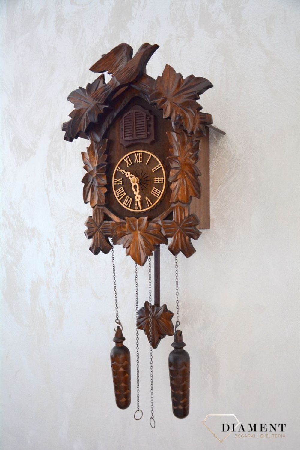 Zegar ścienny drewniany 'Jaskółka' domek z kukułką Adler 24014W zegar z kolekcji zegarów z kukułką w kolorze ciemnego orzecha ✓Zegary ścienne✓Zegar z kukułką ✓ Zegary szafkowe (6).JPG