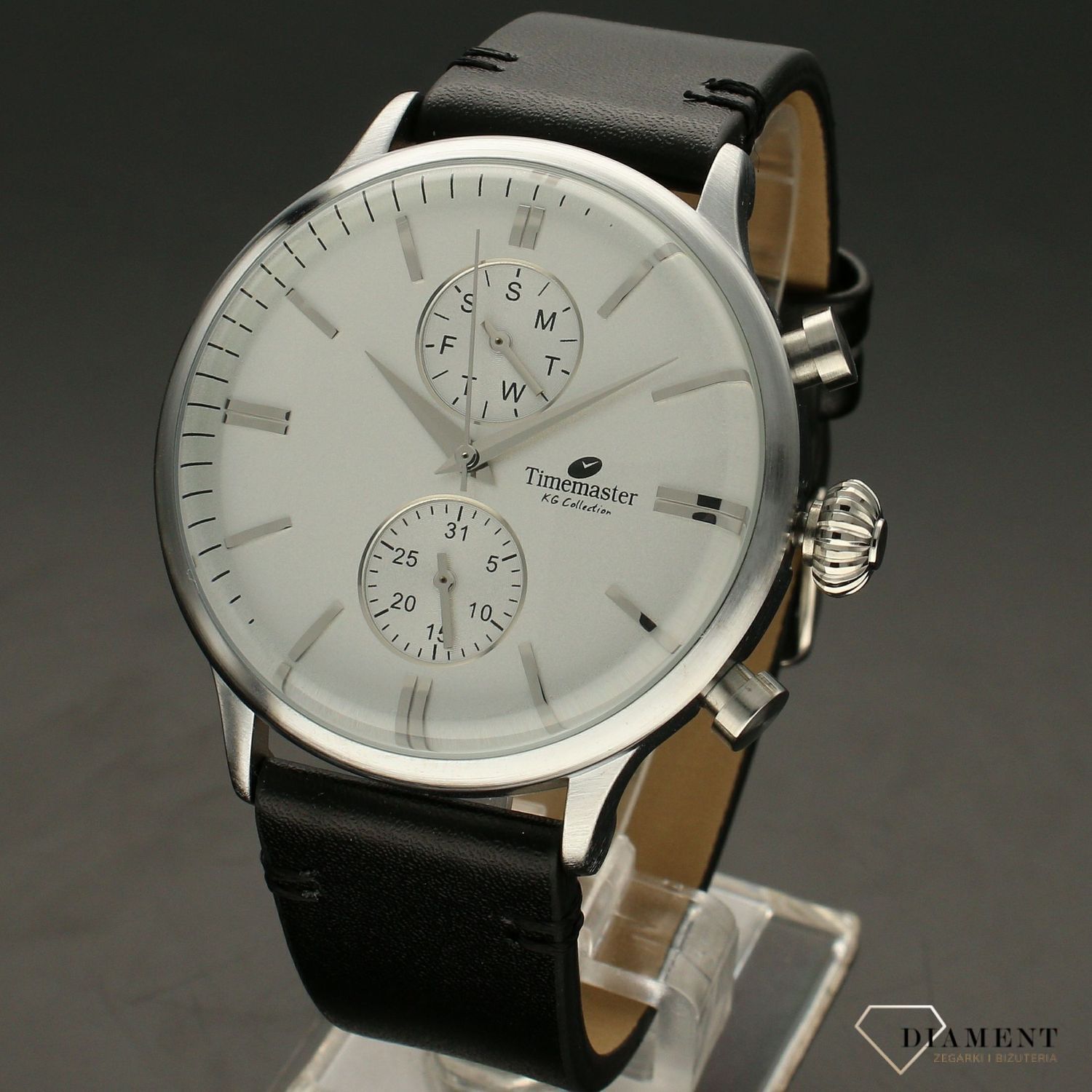 Zegarek męski na czarnym pasku Timemaster 242-1 ze srebrną tarczą i indeksami (1).jpg