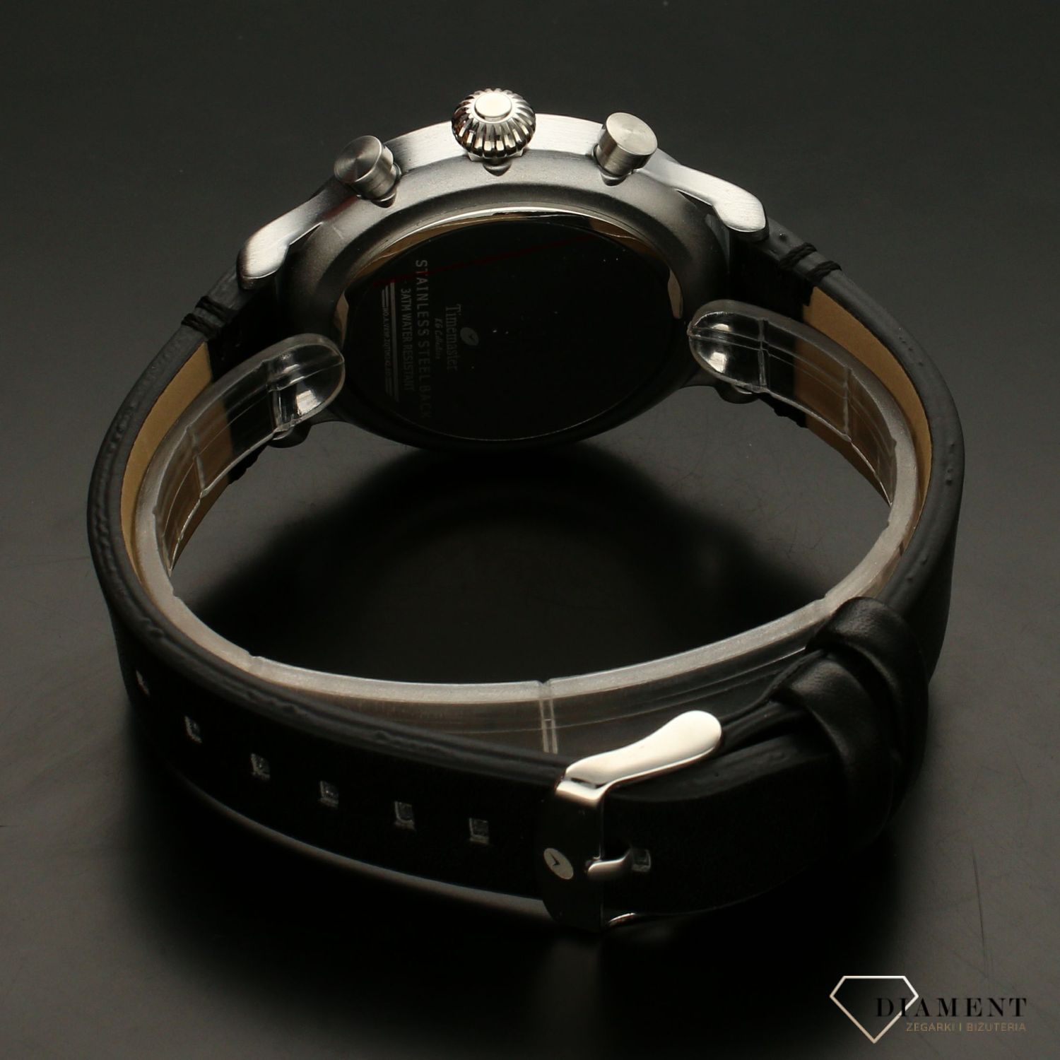 Zegarek męski na czarnym pasku Timemaster 242-1 ze srebrną tarczą i indeksami (1).jpg