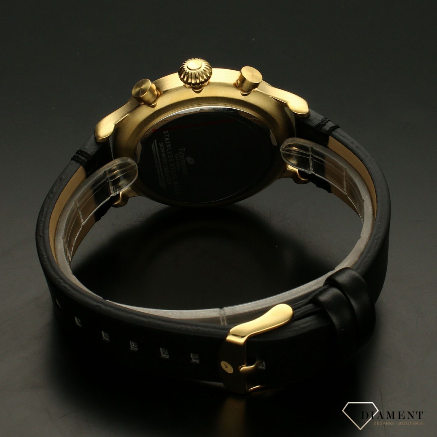 Zegarek męski na czarnym pasku Timemaster 242-3 z kopertą w kolorze złota (1).jpg