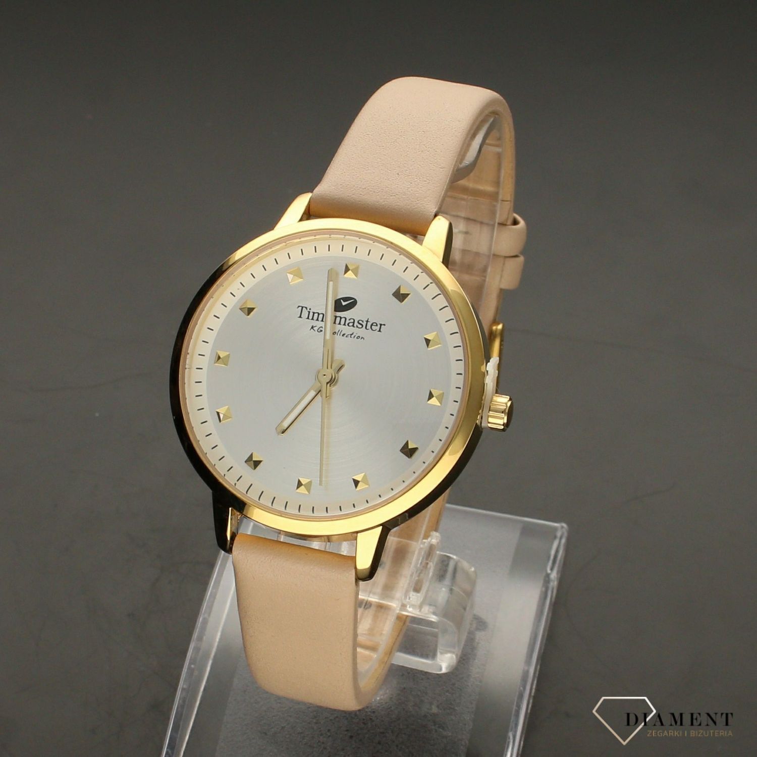 Zegarek damski na skórzanym pasku Timemaster 246-13 beżowy pasek. Zegarek damski na pasku. Zegarek ze srebrną tarczą. Zegarek damski na każdą okazję. Zegarek damski na pasku idealny na prezent. Zegarek damski Ti.jpg