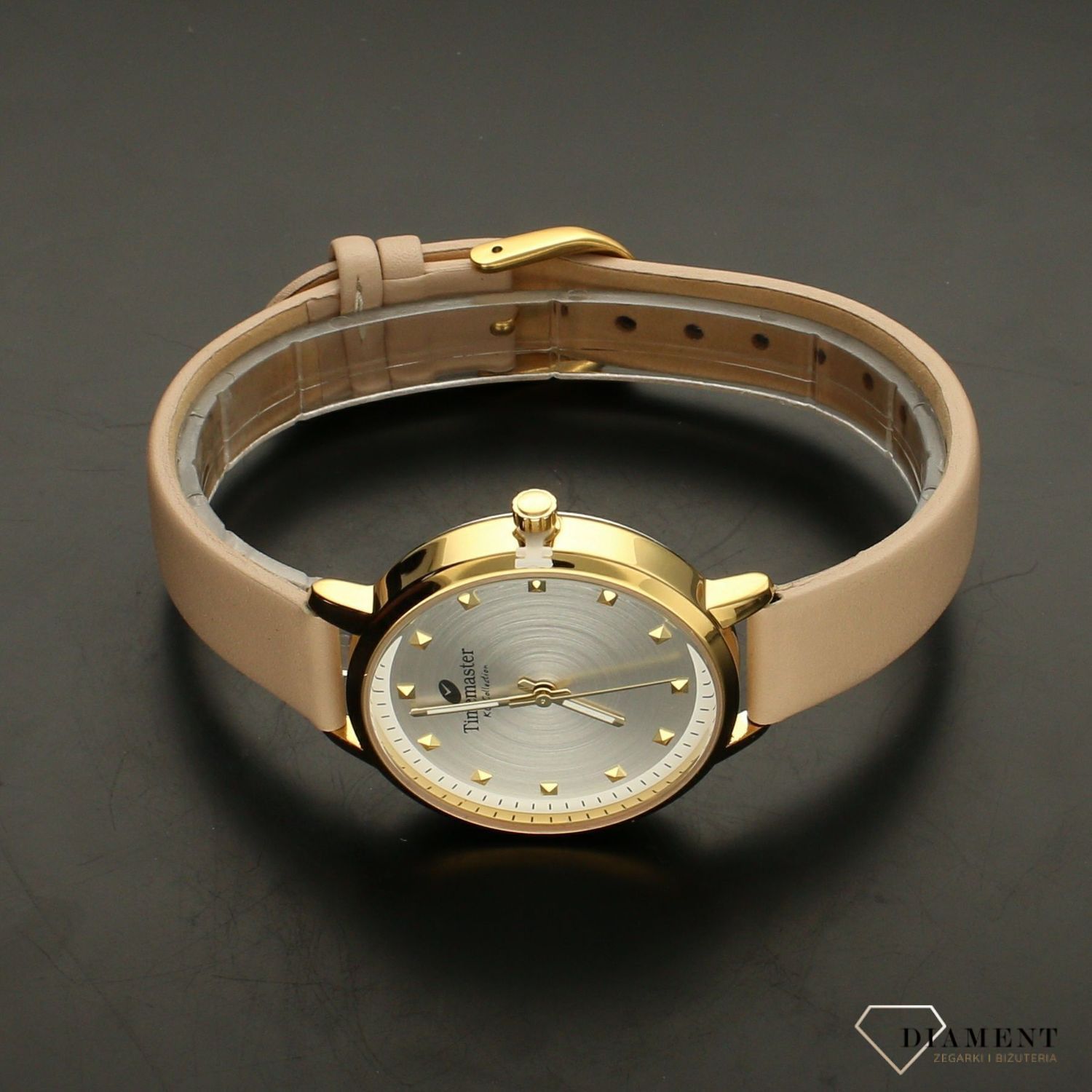 Zegarek damski na skórzanym pasku Timemaster 246-13 beżowy pasek. Zegarek damski na pasku. Zegarek ze srebrną tarczą. Zegarek damski na każdą okazję. Zegarek damski na pasku idealny na prezent. Zegarek damski Ti.jpg