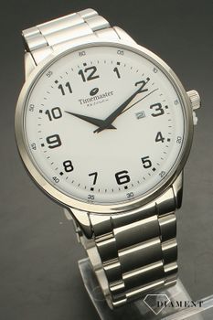 Zegarek męski na bransolecie TIMEMASTER 255-01 w wyraźną tarcza. Czarne cyfry na białym tle.Taki zegarek męski to doskonały p (1).jpg
