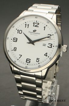 Zegarek męski na bransolecie TIMEMASTER 255-01 w wyraźną tarcza. Czarne cyfry na białym tle.Taki zegarek męski to doskonały p (3).jpg