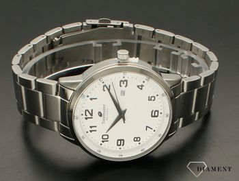 Zegarek męski na bransolecie TIMEMASTER 255-01 w wyraźną tarcza. Czarne cyfry na białym tle.Taki zegarek męski to doskonały p (4).jpg