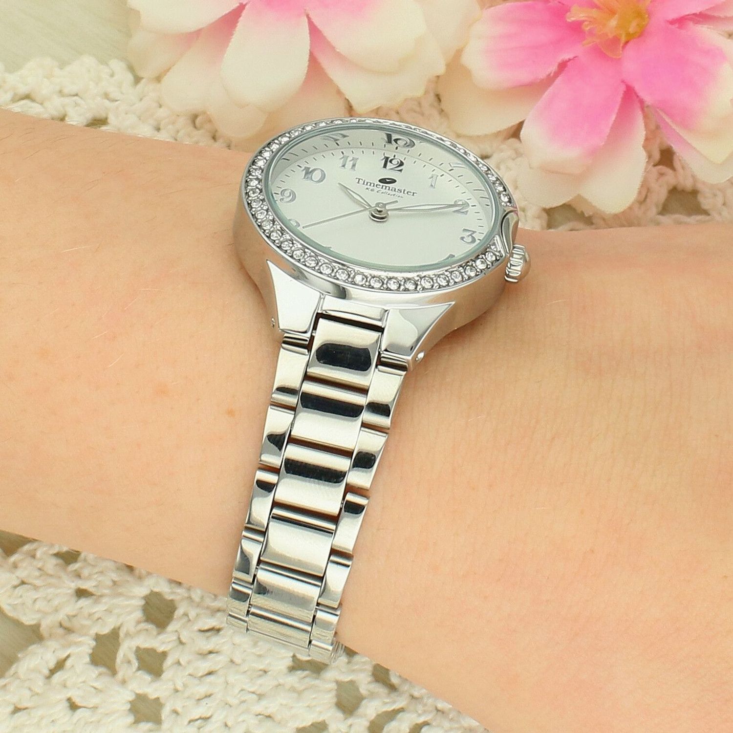 Zegarek damski Timemaster 26502 na bransolecie – srebrny, cyrkonie, elegancki zegarek biżuteryjny.jpg