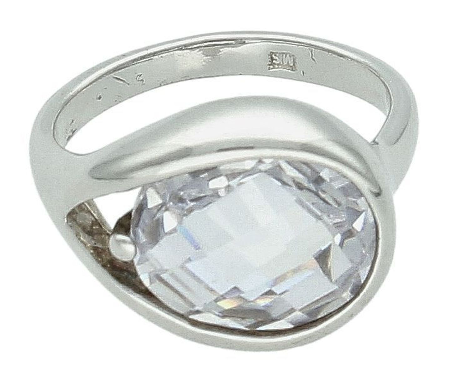 Pierścionek srebrny z dużą cyrkonią próba 925, 27022989 Srebrny pierścionek wykonany z najwyższej jakości srebra o prostej formie. Idealny pomysł na prezent dla każdej kobiety. 1.jpg