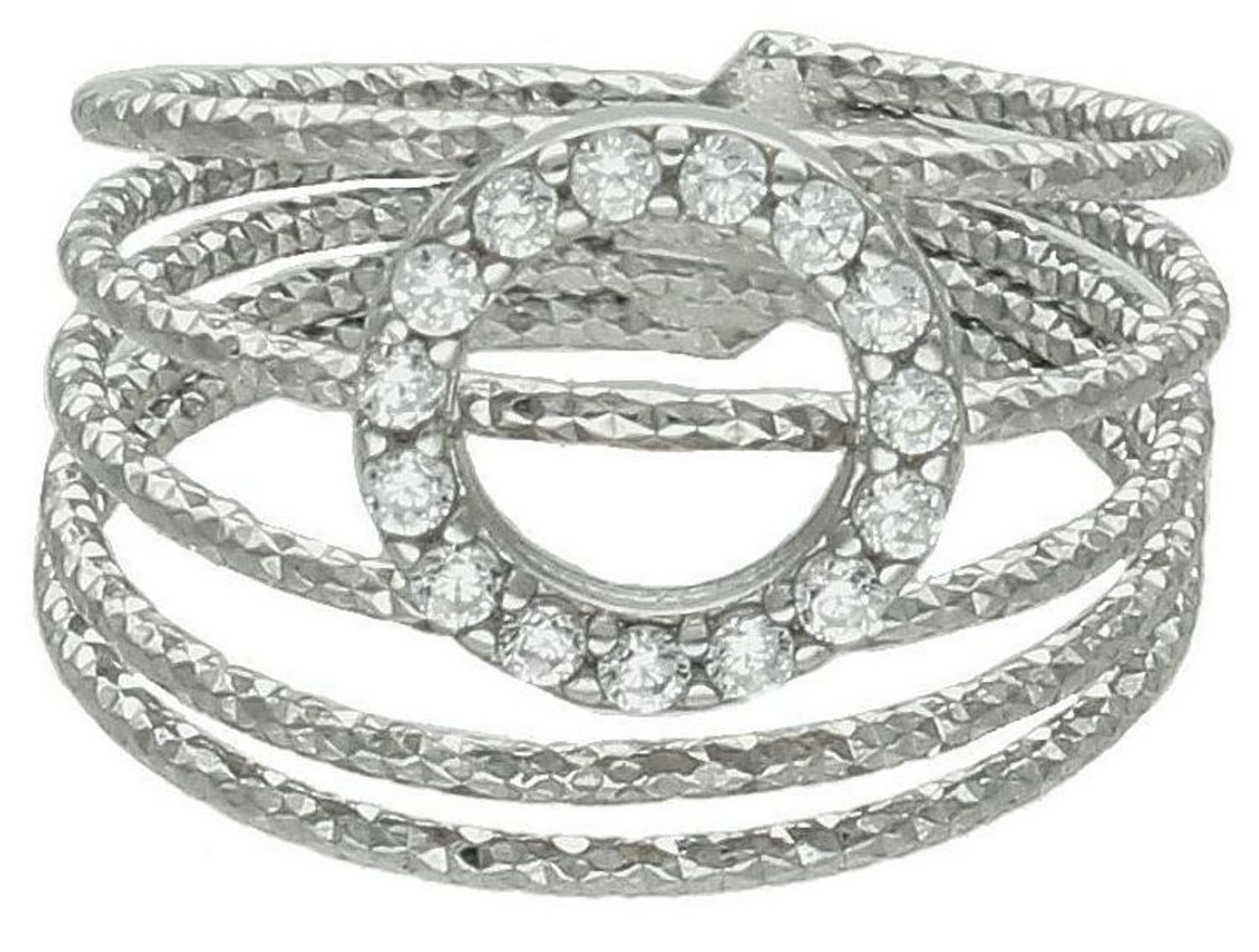 Srebrny pierścionek damski 925 szeroka obrączka z cyrkoniami rozmiar 14.jpg