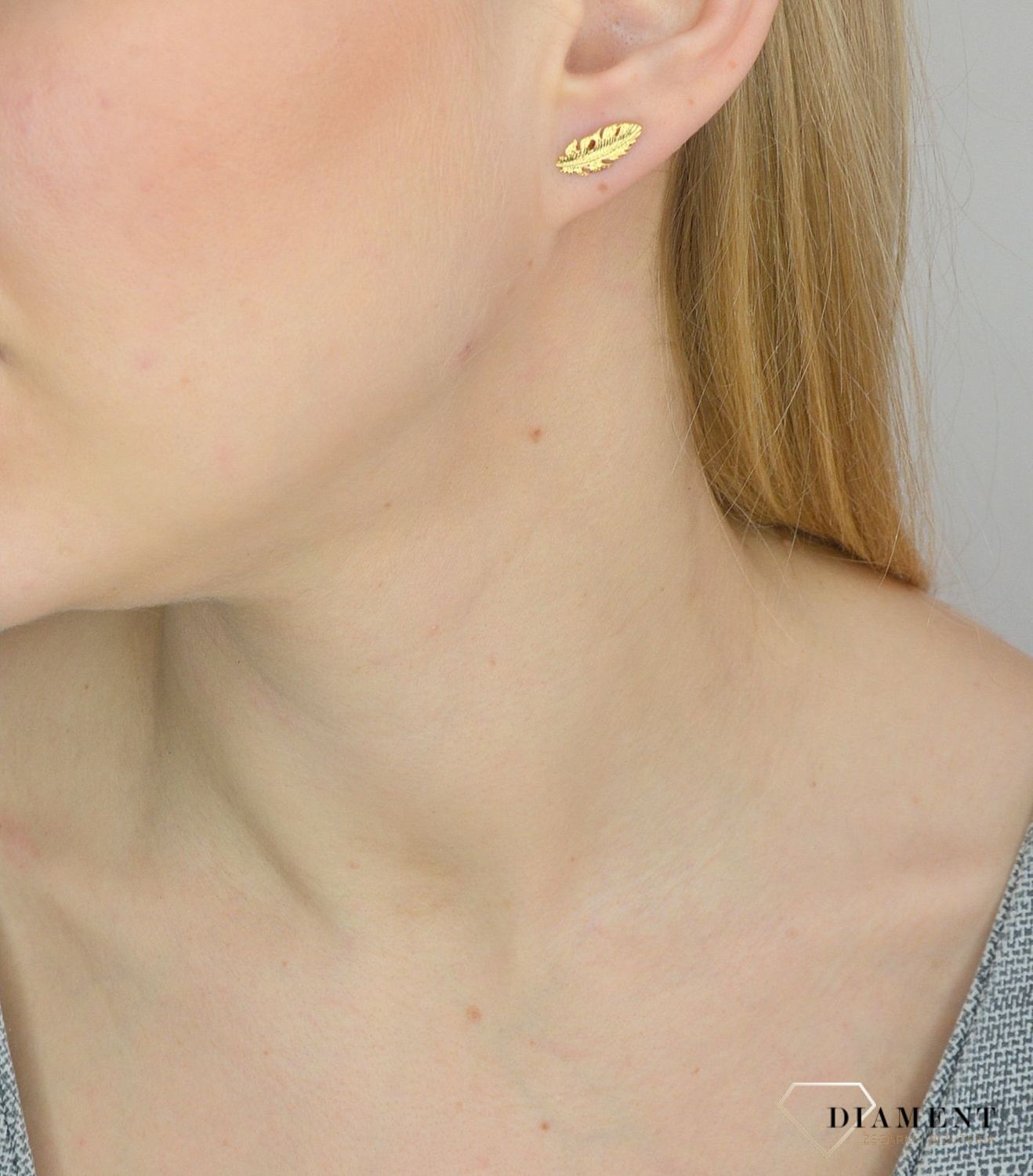 Srebrne kolczyki 925 pozłacane piórka 271230760210.jpg