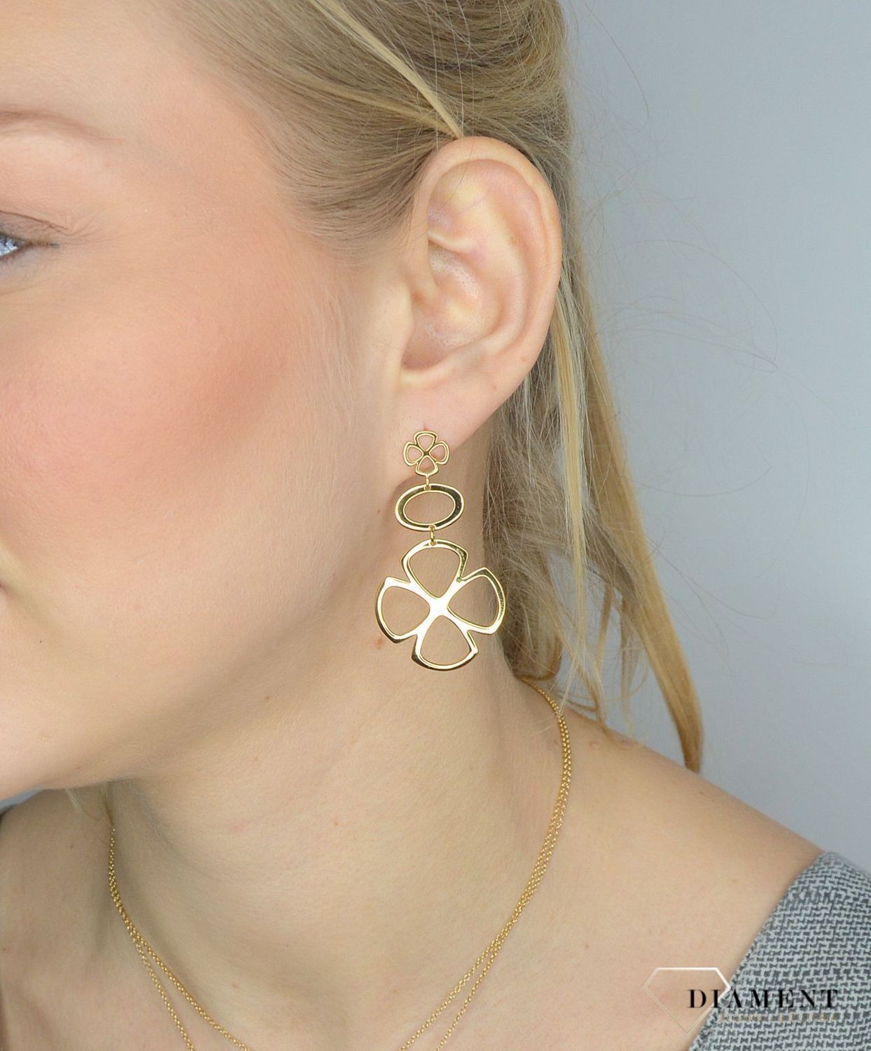 Srebrne kolczyki 925 pozłacane wiszące kwiatki 271235150790.jpg