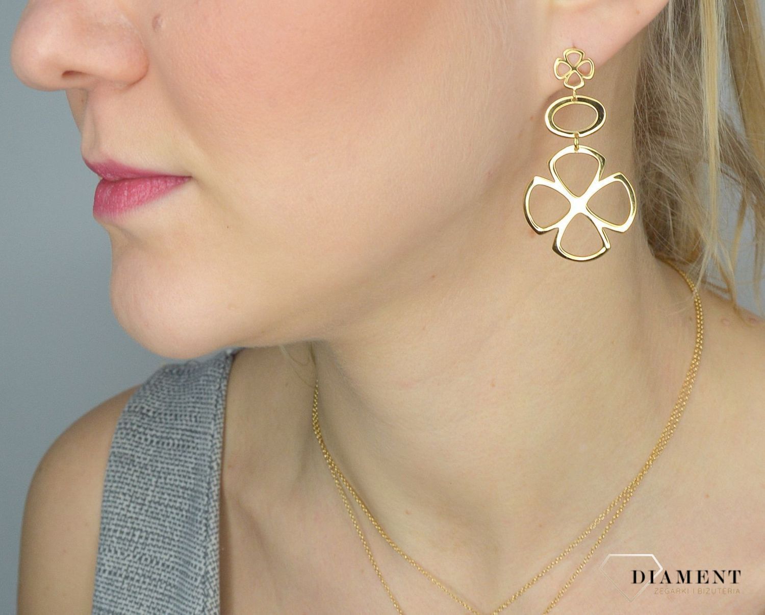 Srebrne kolczyki 925 pozłacane wiszące kwiatki 271235150790.jpg