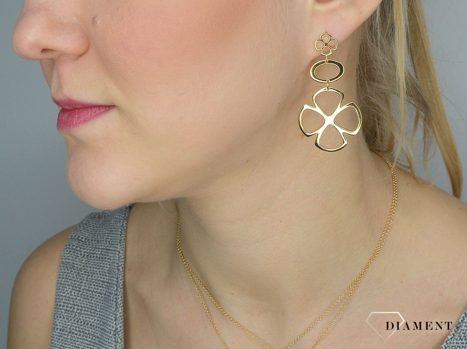 Srebrne kolczyki 925 pozłacane wiszące kwiatki 271235150790.jpg