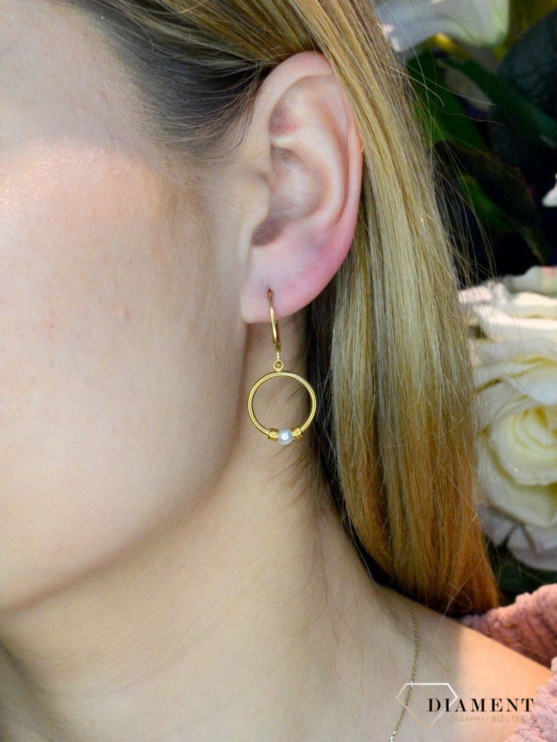 Srebrne kolczyki  Pozłacane kółka z perełką  925 271235260280W.jpg
