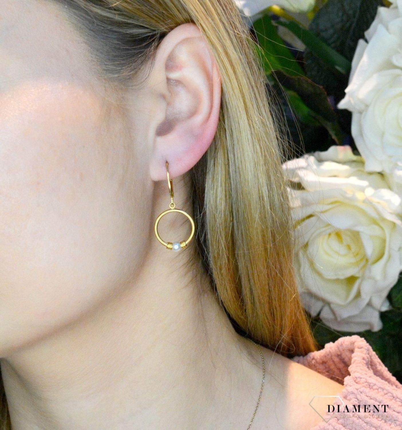 Srebrne kolczyki  Pozłacane kółka z perełką  925 271235260280W.jpg