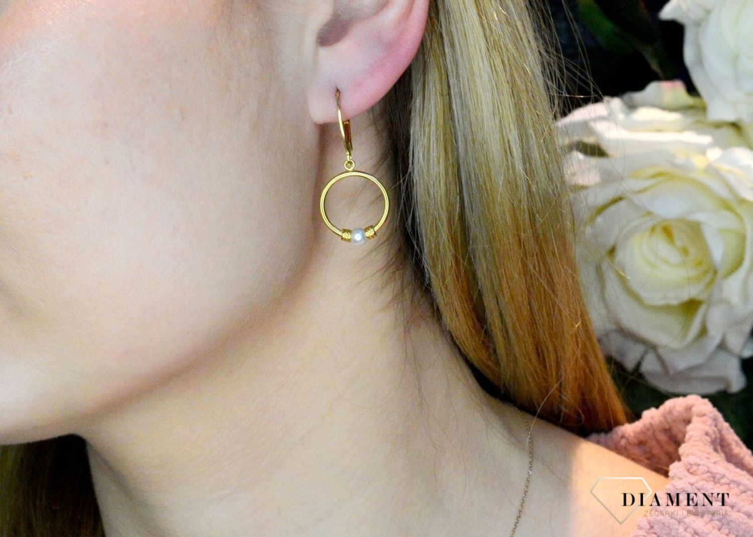 Srebrne kolczyki  Pozłacane kółka z perełką  925 271235260280W.jpg