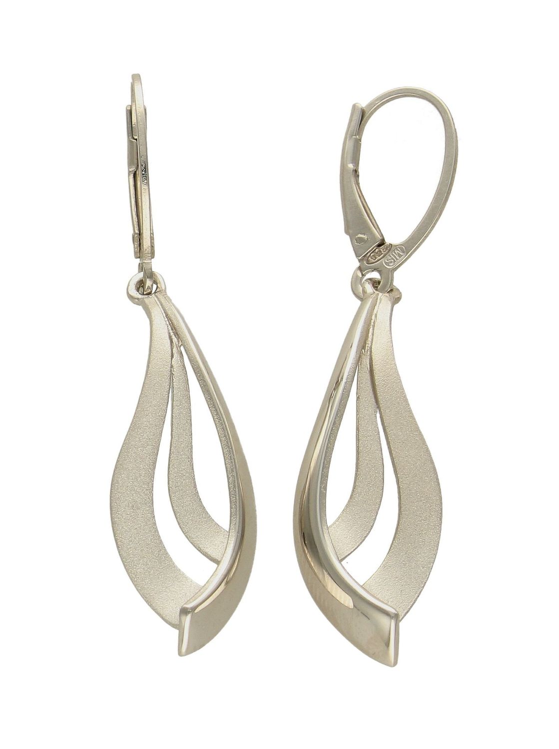 Srebrne kolczyki wiszące mat i błysk 27127031. Kolczyki w minimalistycznym stylu, wpisujące się w obecne trendy modowe. Delikatna forma, najwyższej jakości srebra to idealne uzupełnienie eleganckich stylizacji.jpg