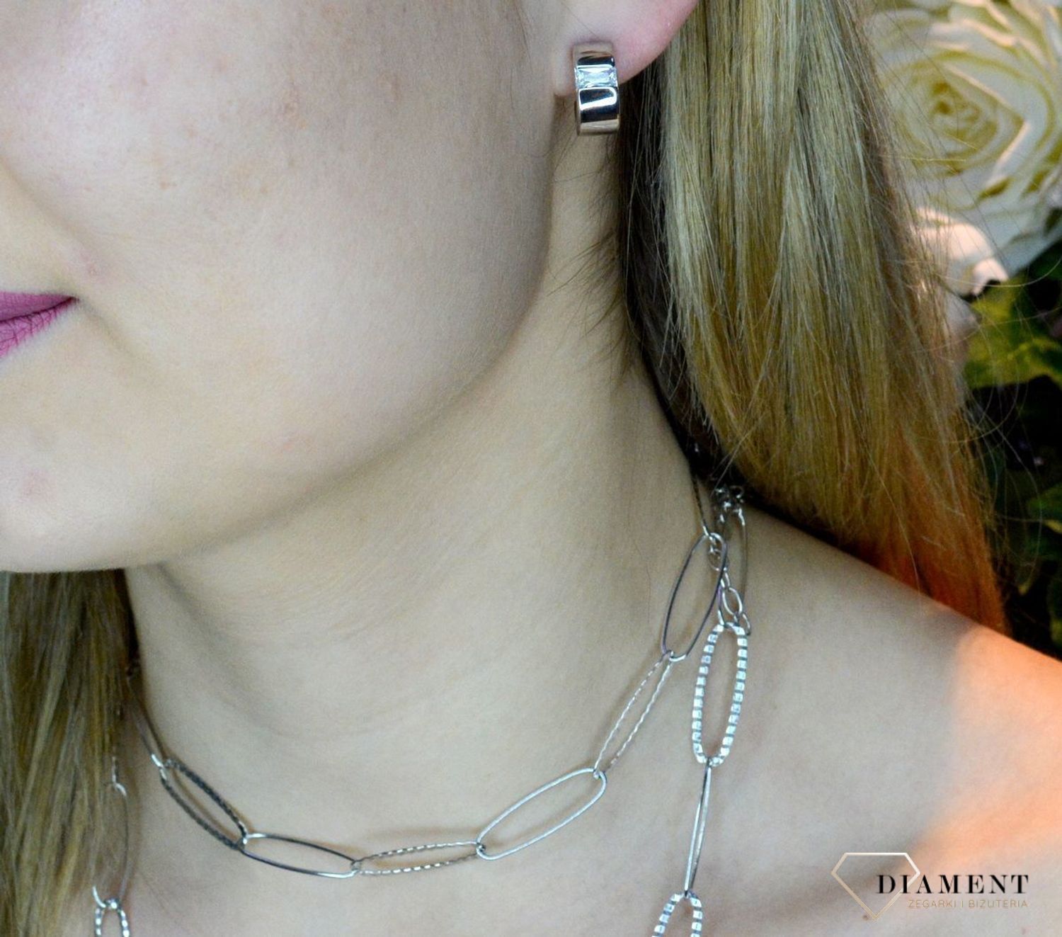 Kolczyki srebrne kółka ozdobione kryształkiem 27127211C.jpg