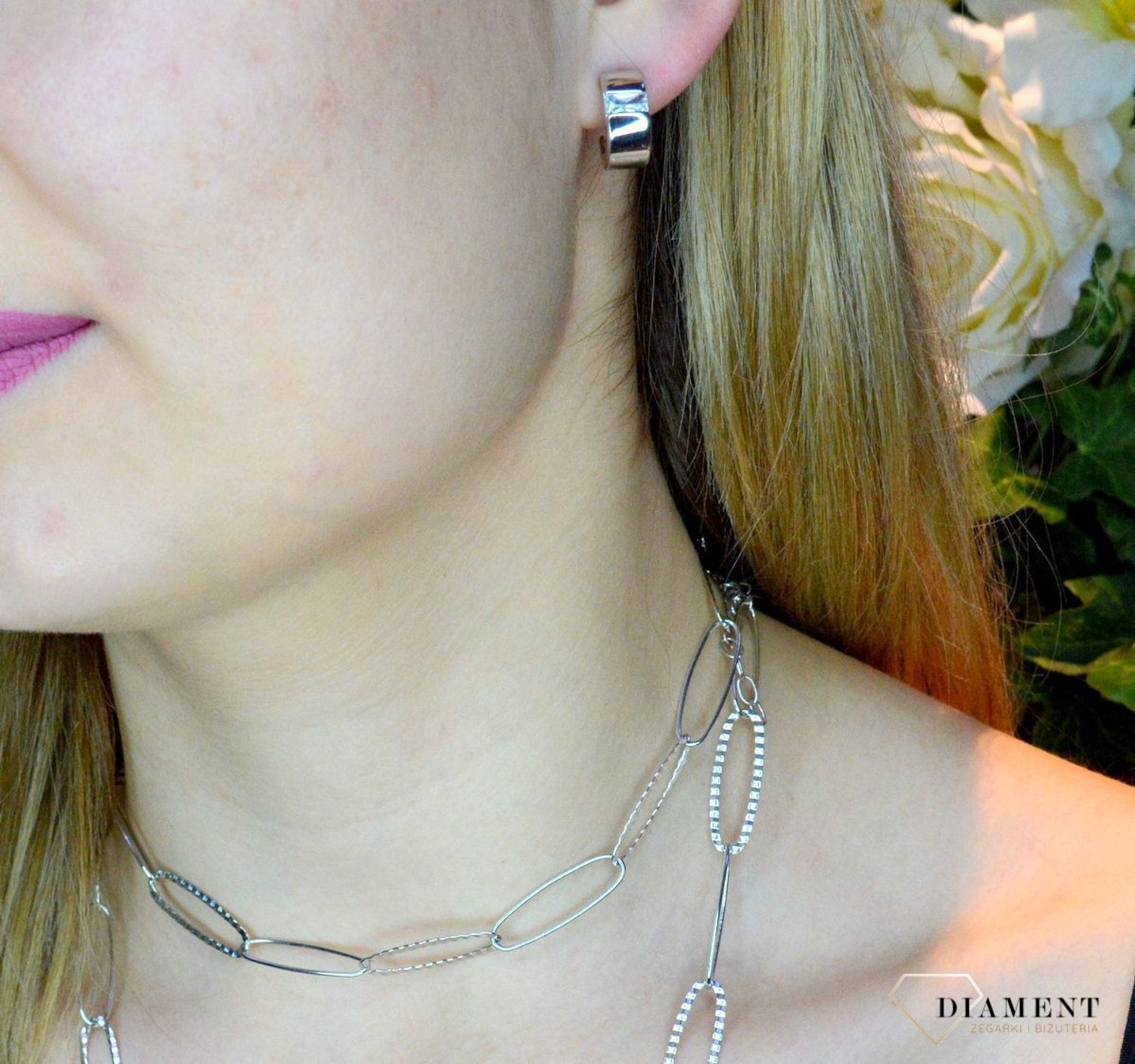 Kolczyki srebrne kółka ozdobione kryształkiem 27127211C.jpg