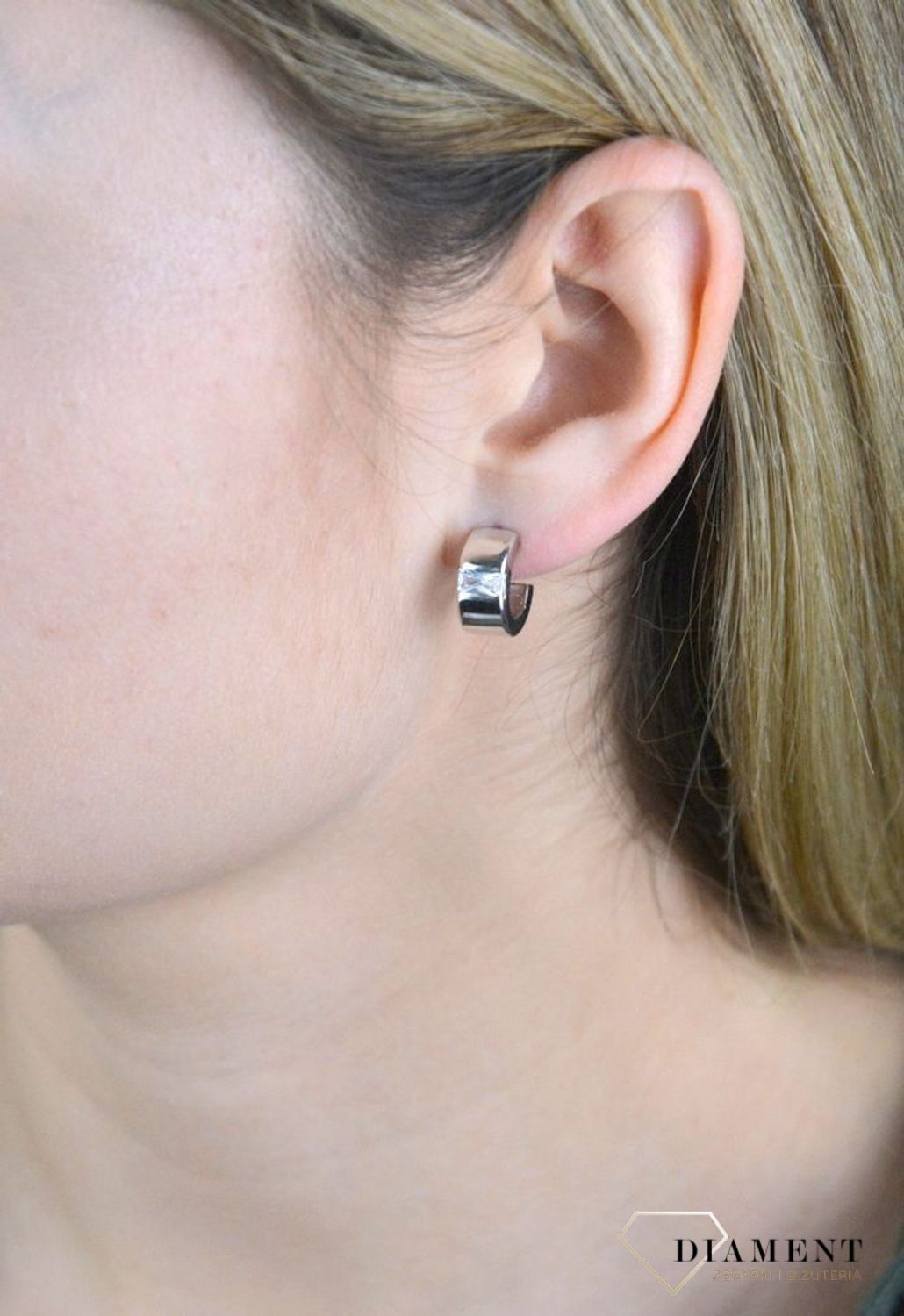 Kolczyki srebrne kółka ozdobione kryształkiem 27127211C.jpg