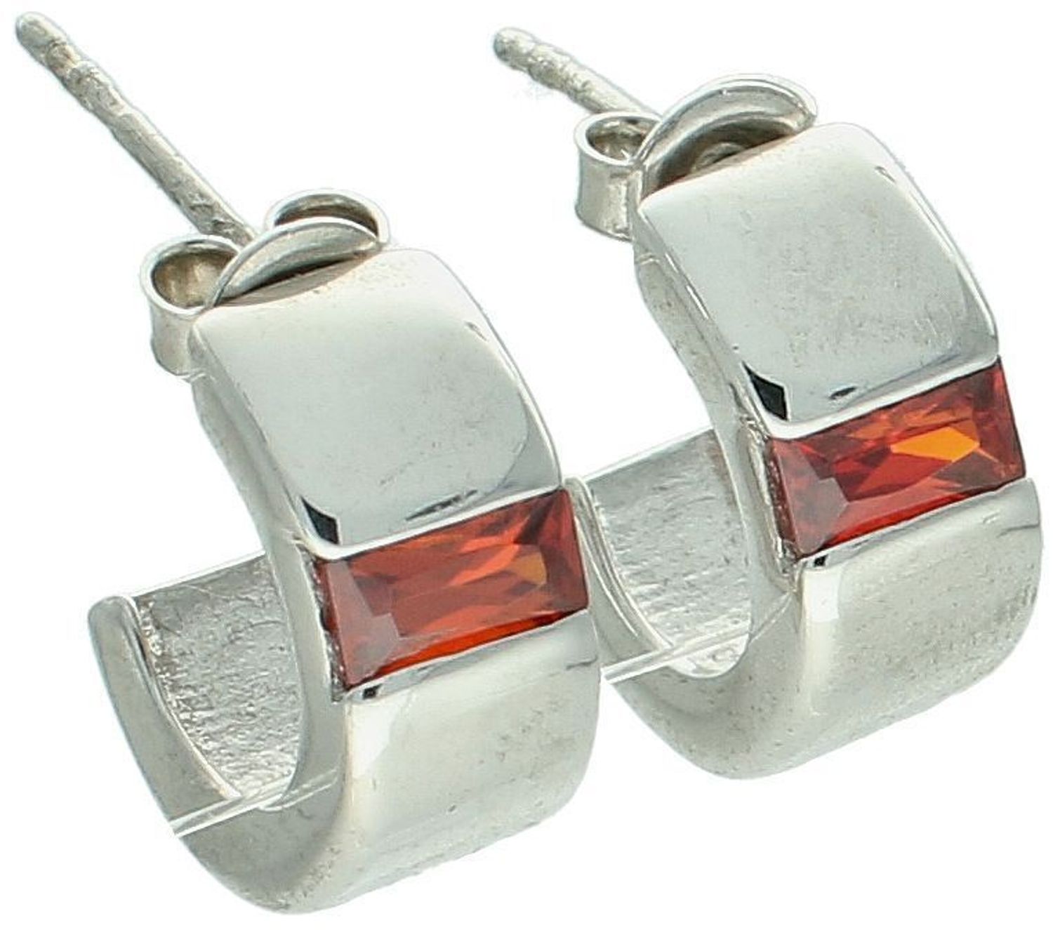 Półokrągłe srebrne kolczyki z koniakową cyrkonią  925  Sztyft.jpg