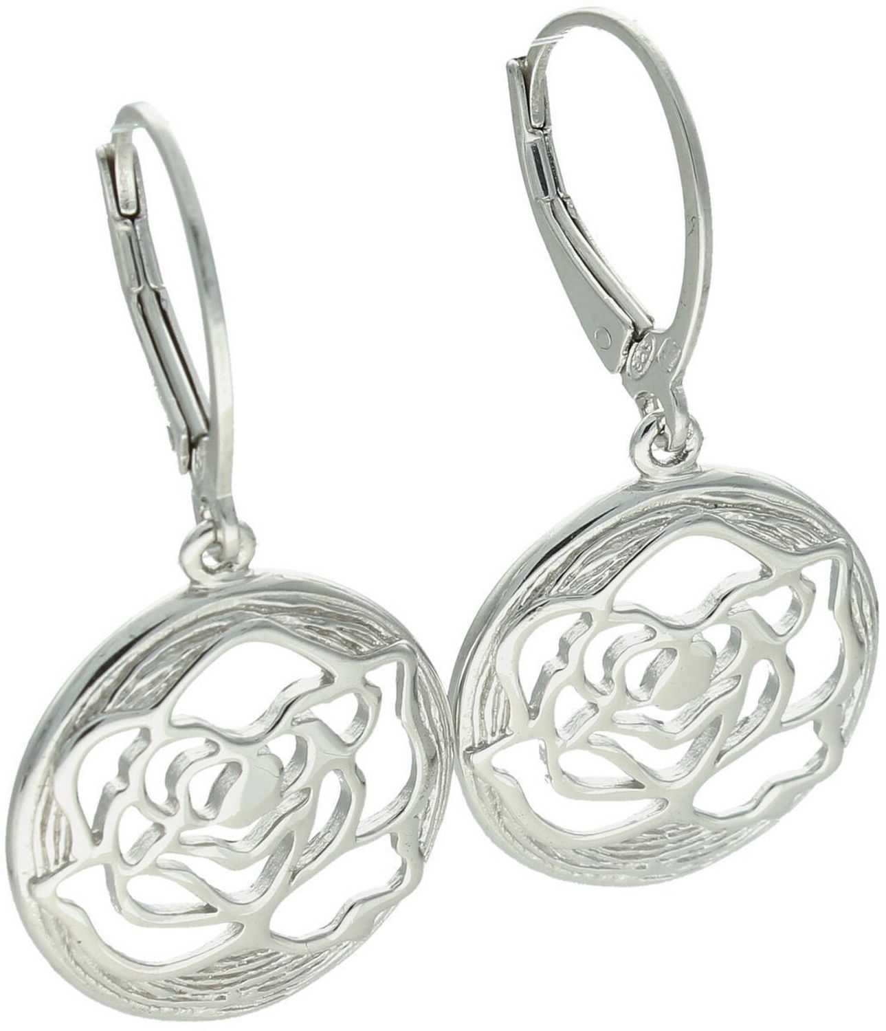 Eleganckie srebrne kolczyki wiszące z motywem róży. Próba 925, długość 3,5 cm, zapięcie bigiel angielski. Idealne dla kobiet ceniących subtelny styl.1.jpg