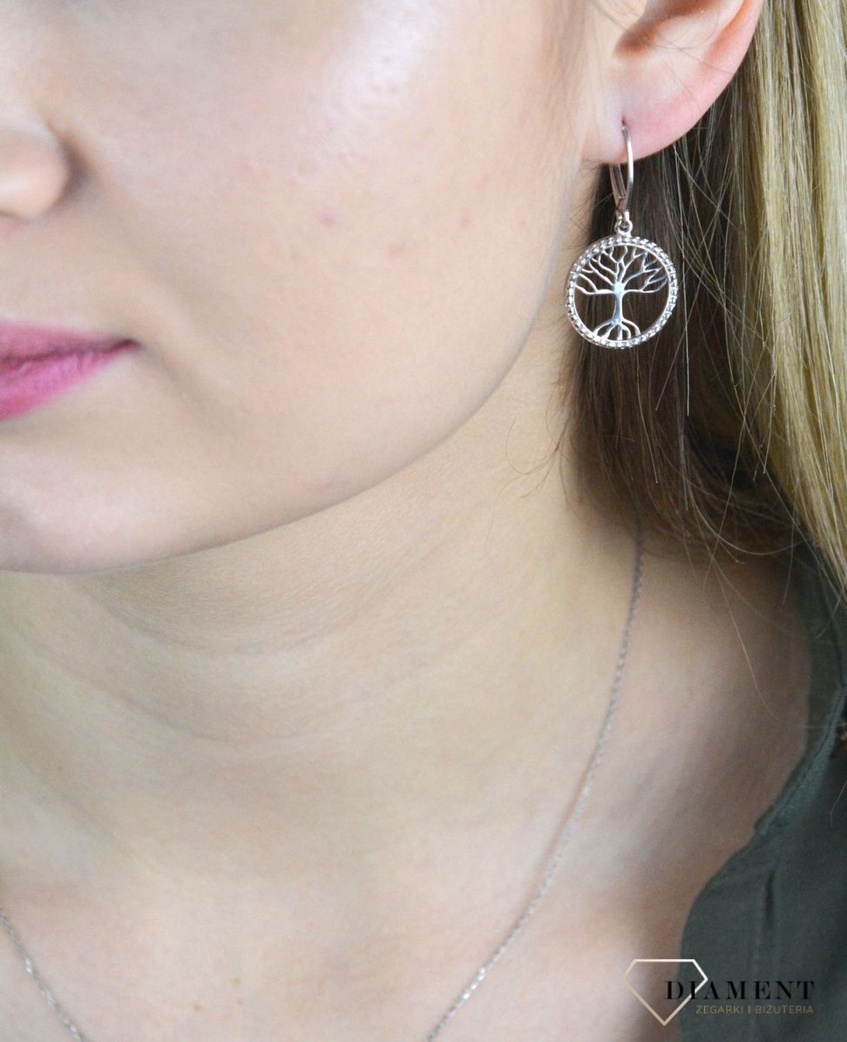 Srebrne kolczyki wiszące drzewko 271275500410.jpg