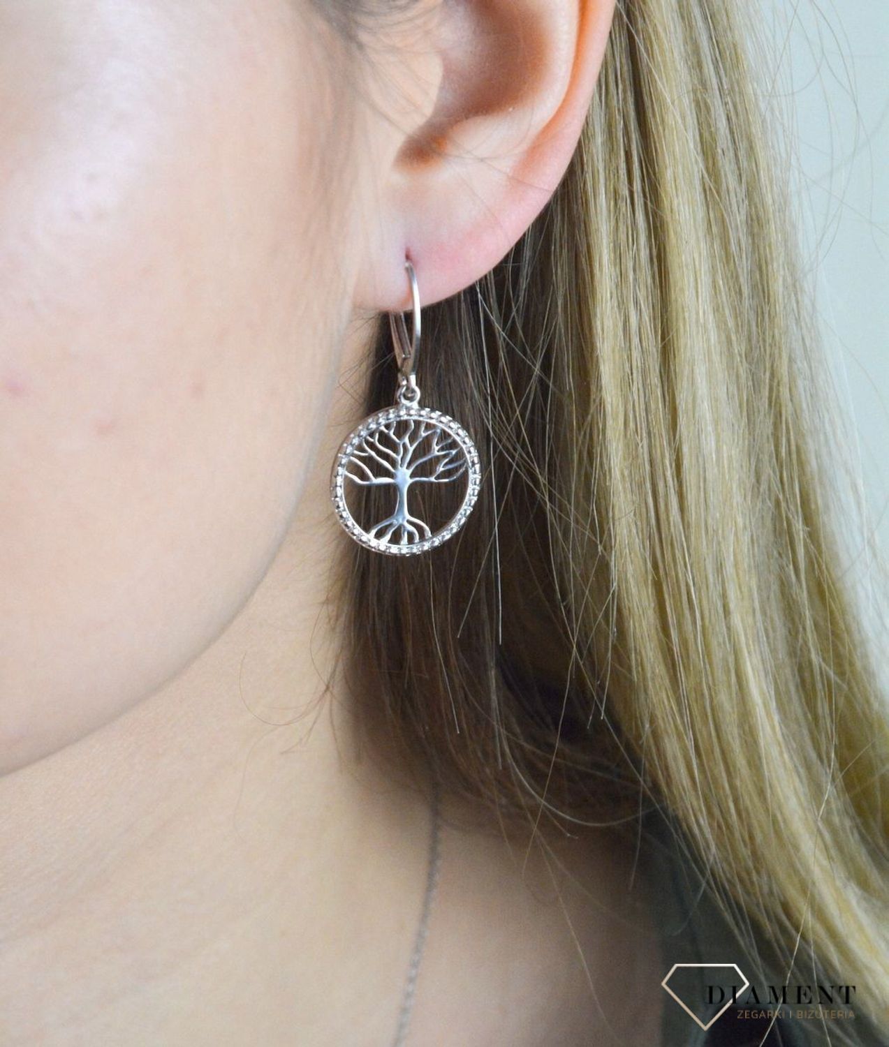 Srebrne kolczyki wiszące drzewko 271275500410.jpg