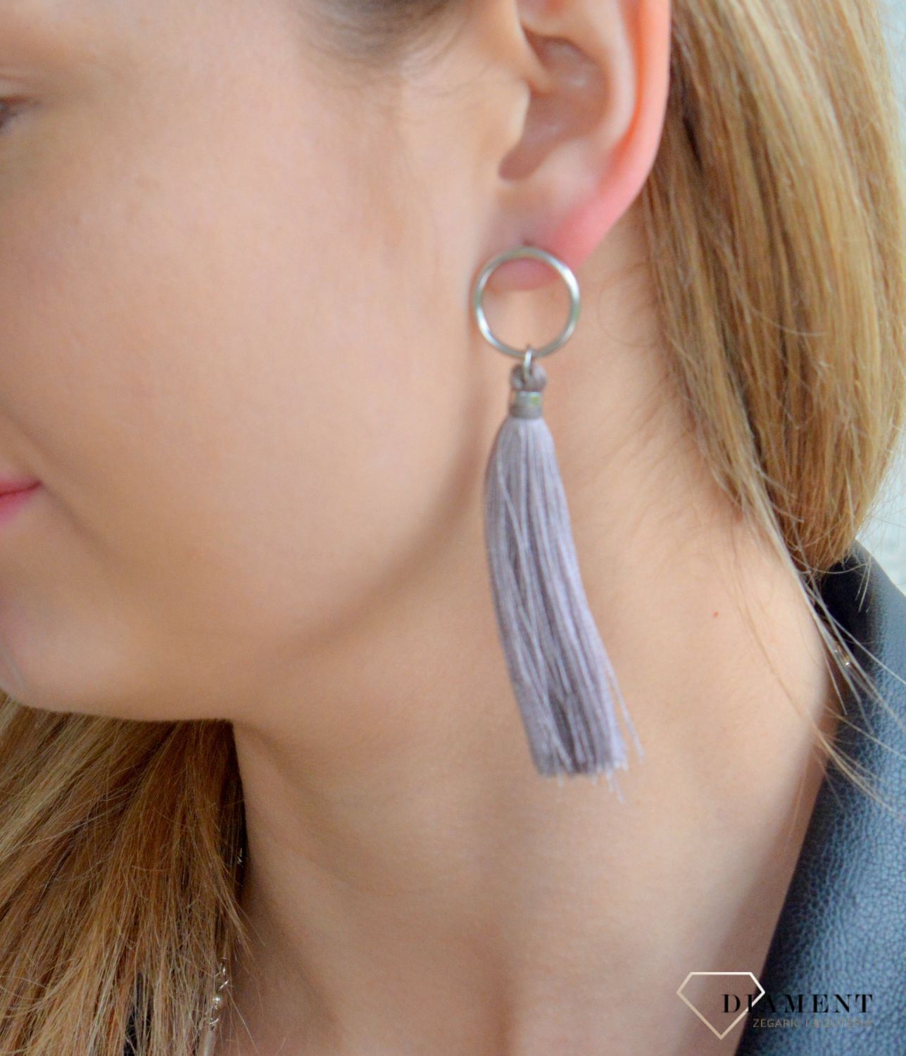 Srebrne kolczyki 925 wiszące chwosty frędzle w szarym kolorze 271406010290W. Srebrne kolczyki damskie. Kolczyki srebrne chwosty..jpg