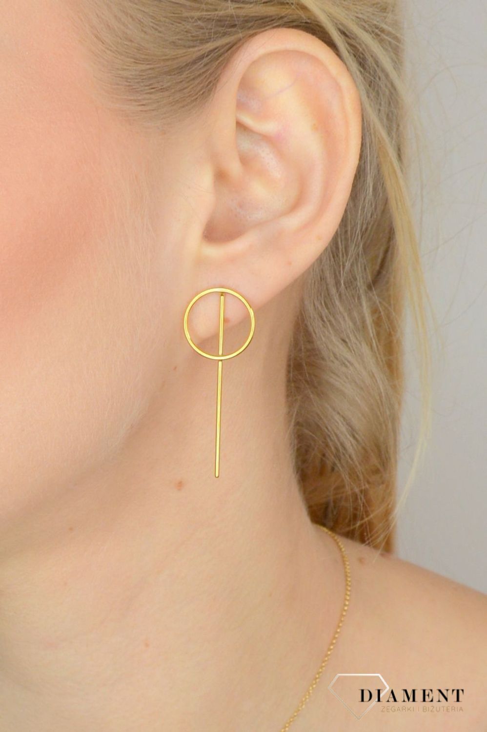 Srebrne kolczyki 925 pozłacane koła z patyczkiem 271431530320.jpg