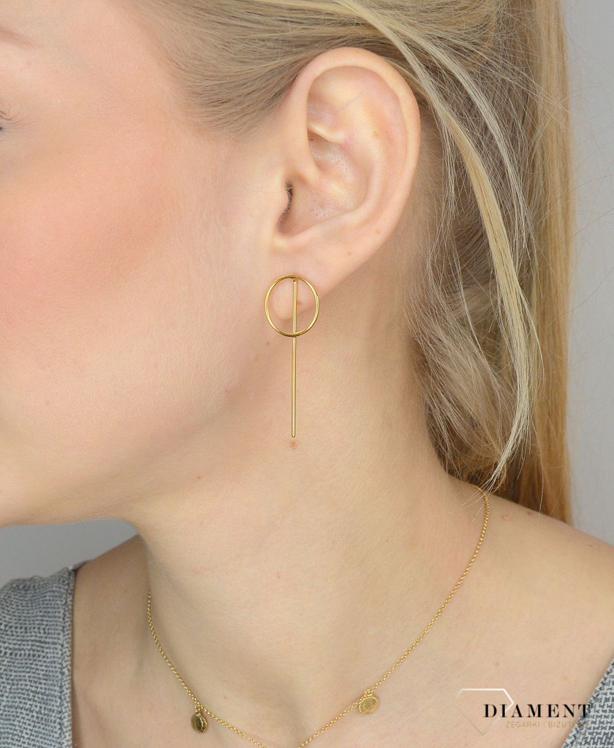 Srebrne kolczyki 925 pozłacane koła z patyczkiem 271431530320.jpg