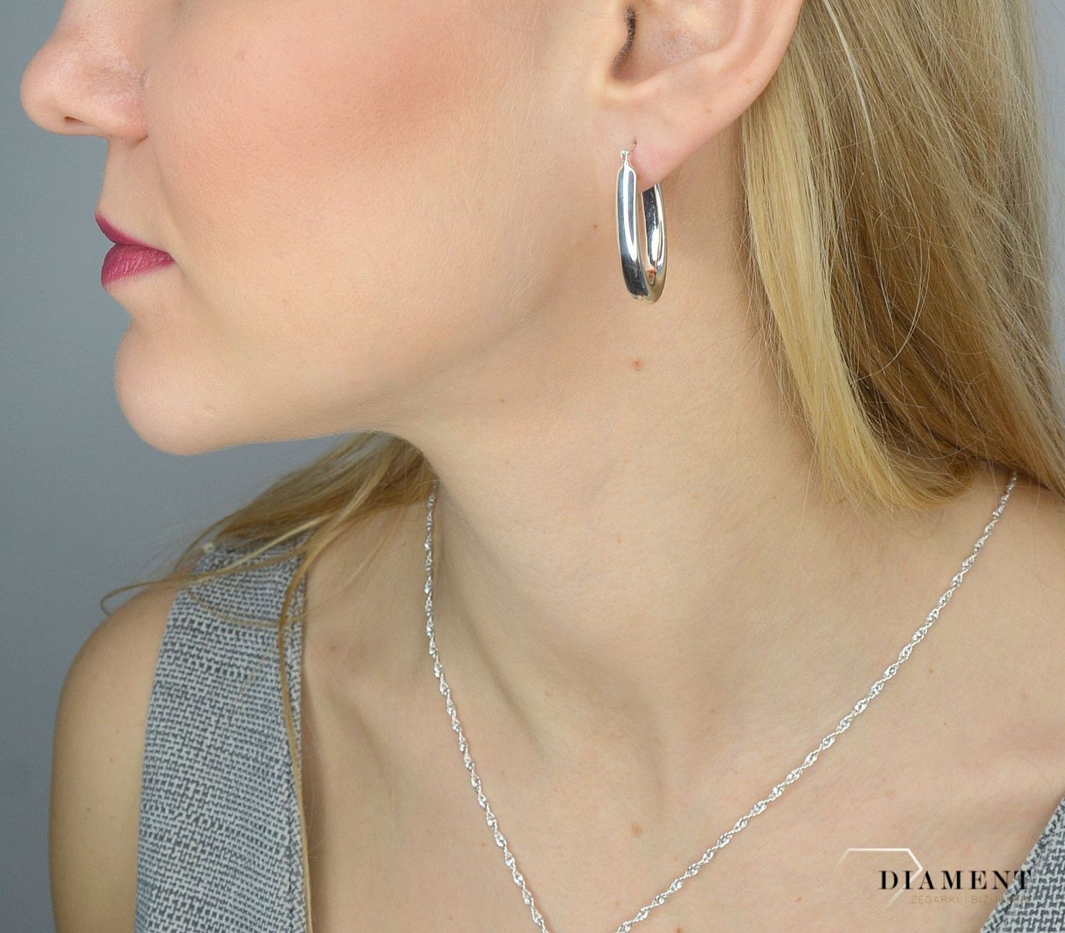 Owalne kolczyki srebrne 271910370440.jpg