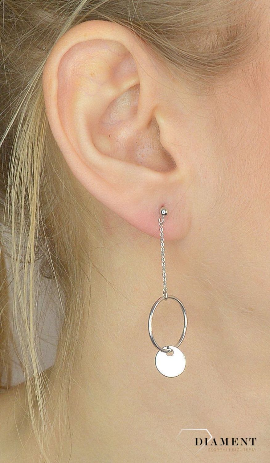 Srebrne kolczyki wiszące z łańcuszkiem zakończonym kółeczkiem 271921460300.jpg