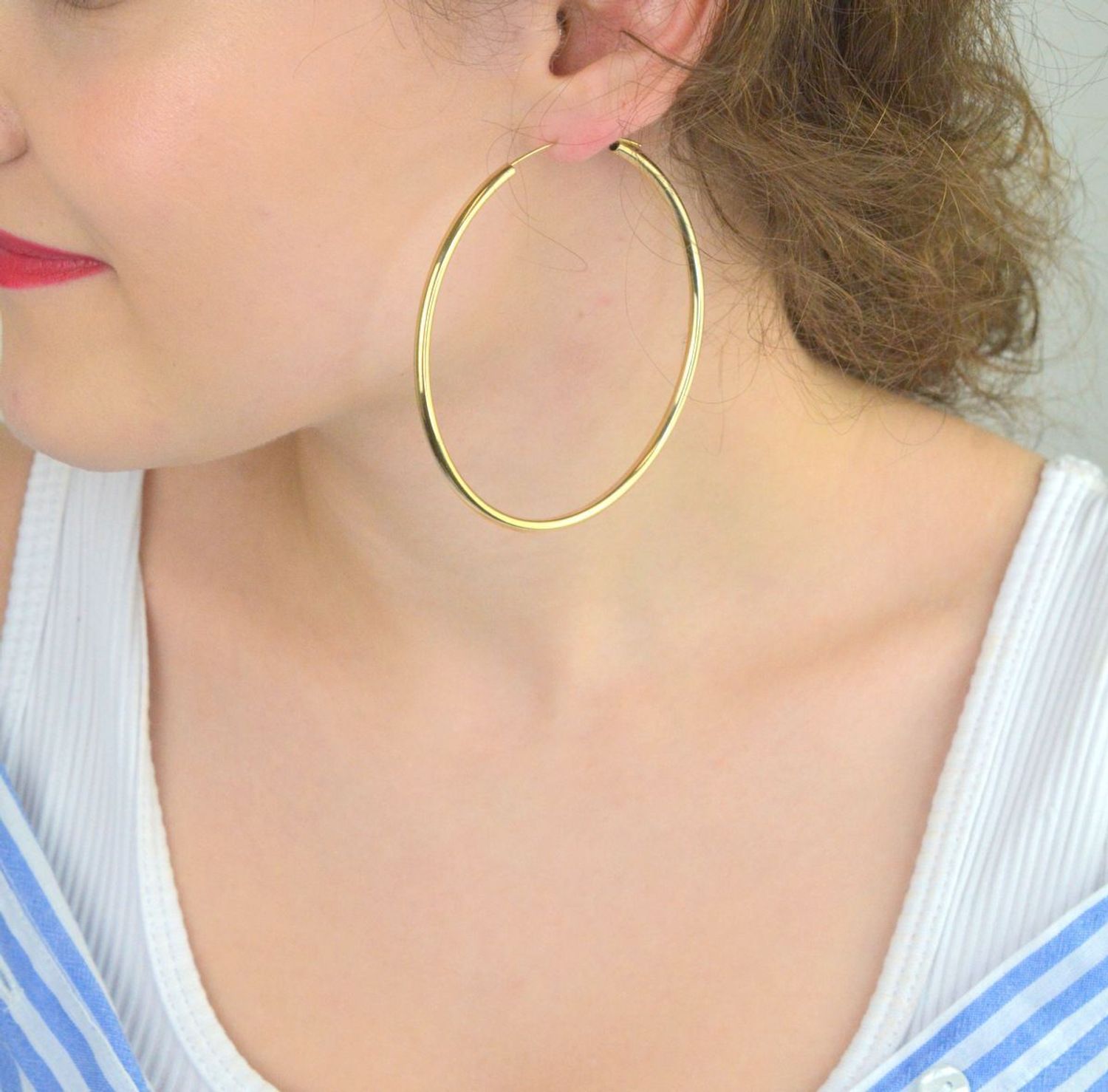 Kolczyki pozłacane damskie 271930200760W  Gładkie koła  Srebro 925.jpg