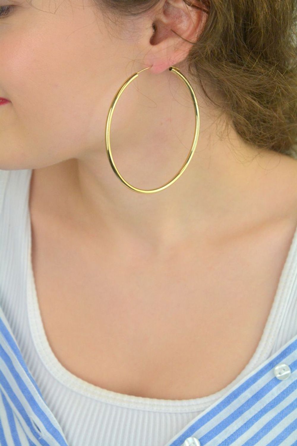 Kolczyki pozłacane damskie 271930200760W  Gładkie koła  Srebro 925.jpg