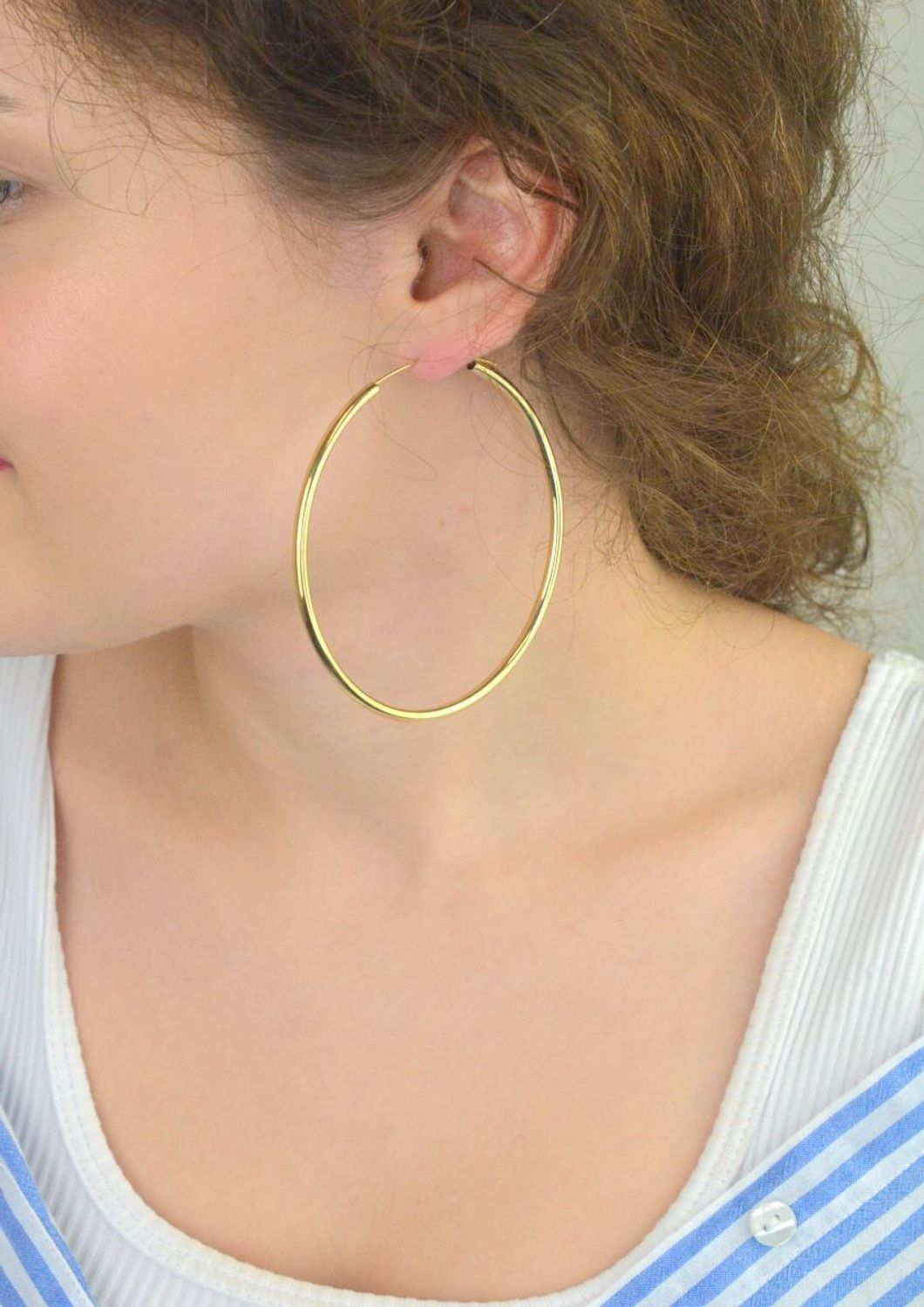 Kolczyki pozłacane damskie 271930200760W  Gładkie koła  Srebro 925.jpg