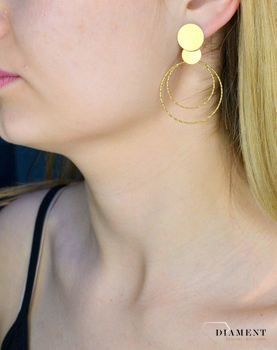 Srebrne kolczyki  Pozłacane blaszki  925 271931570520 💎 Biżuteria wykonana z najwyższej próby srebra w pozłoceniu żółtego złota 💎 Kolczyki o formie blaszki to prezent dla każdej kobiety 💎 (1).JPG