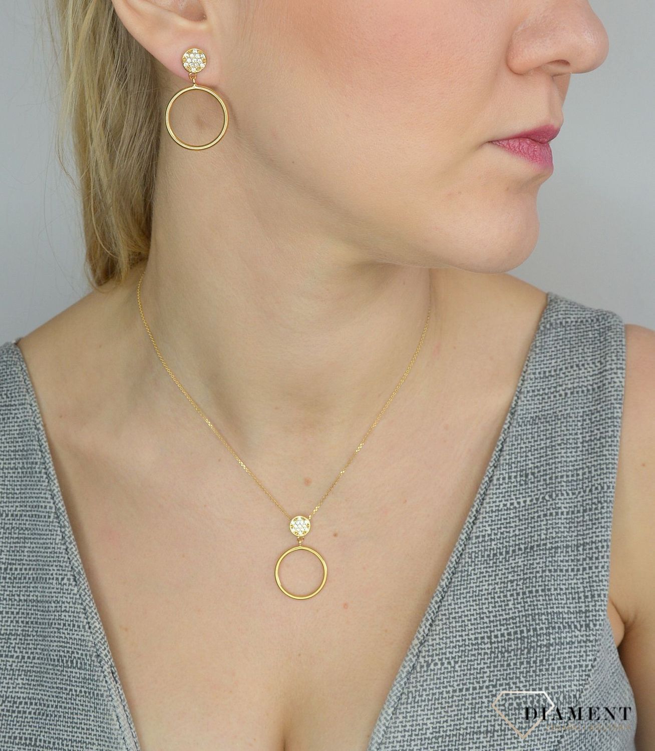 Srebrne kolczyki damskie pozłacane dwa koła 271932090500v.jpg