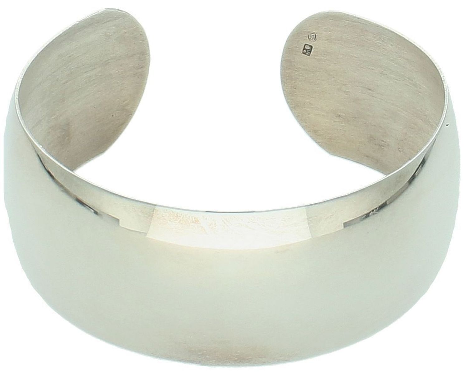 Sztywna srebrna bransoletka damska z gładką blaszką – szerokość 2,5 cm, srebro 925.jpg