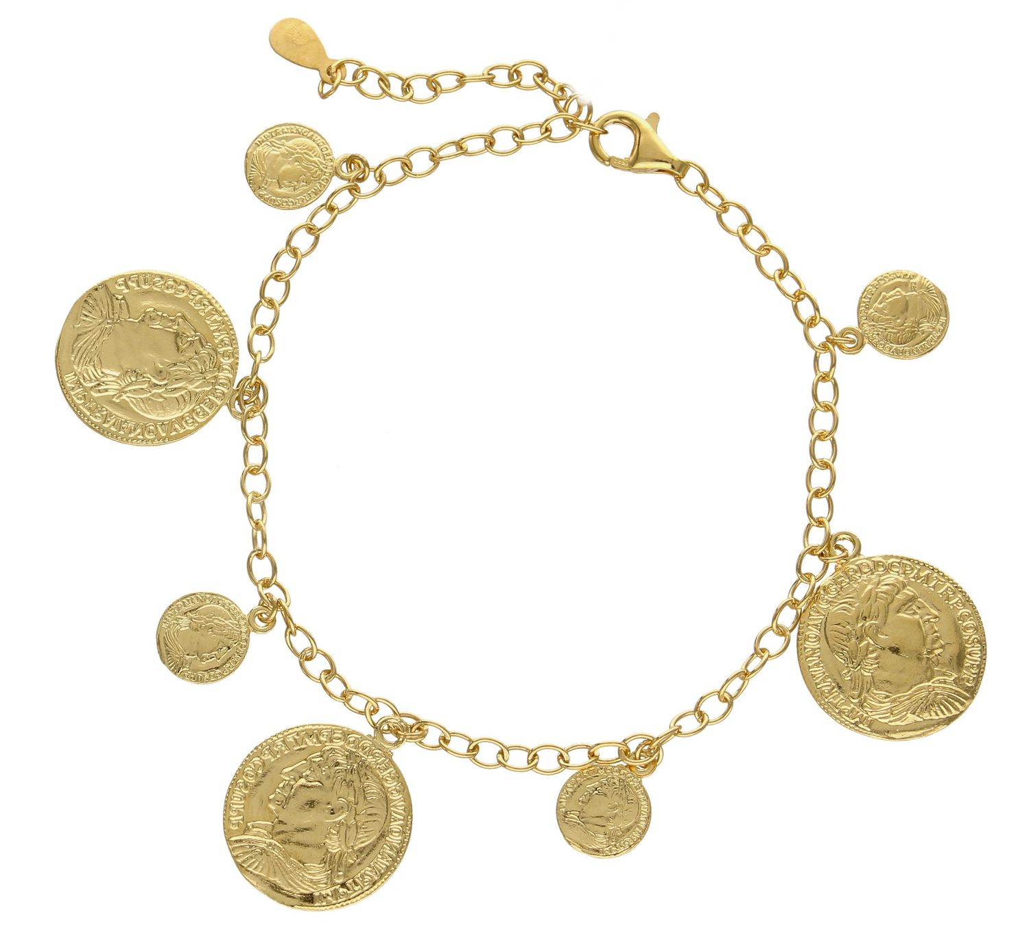 Srebrna bransoletka 925 pozłacane monetki 272432910600.jpg