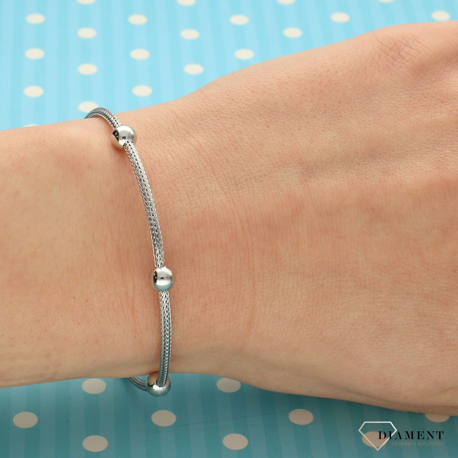 Srebrna bransoletka gładki łańcuszek z kuleczkami 272920060370.jpg