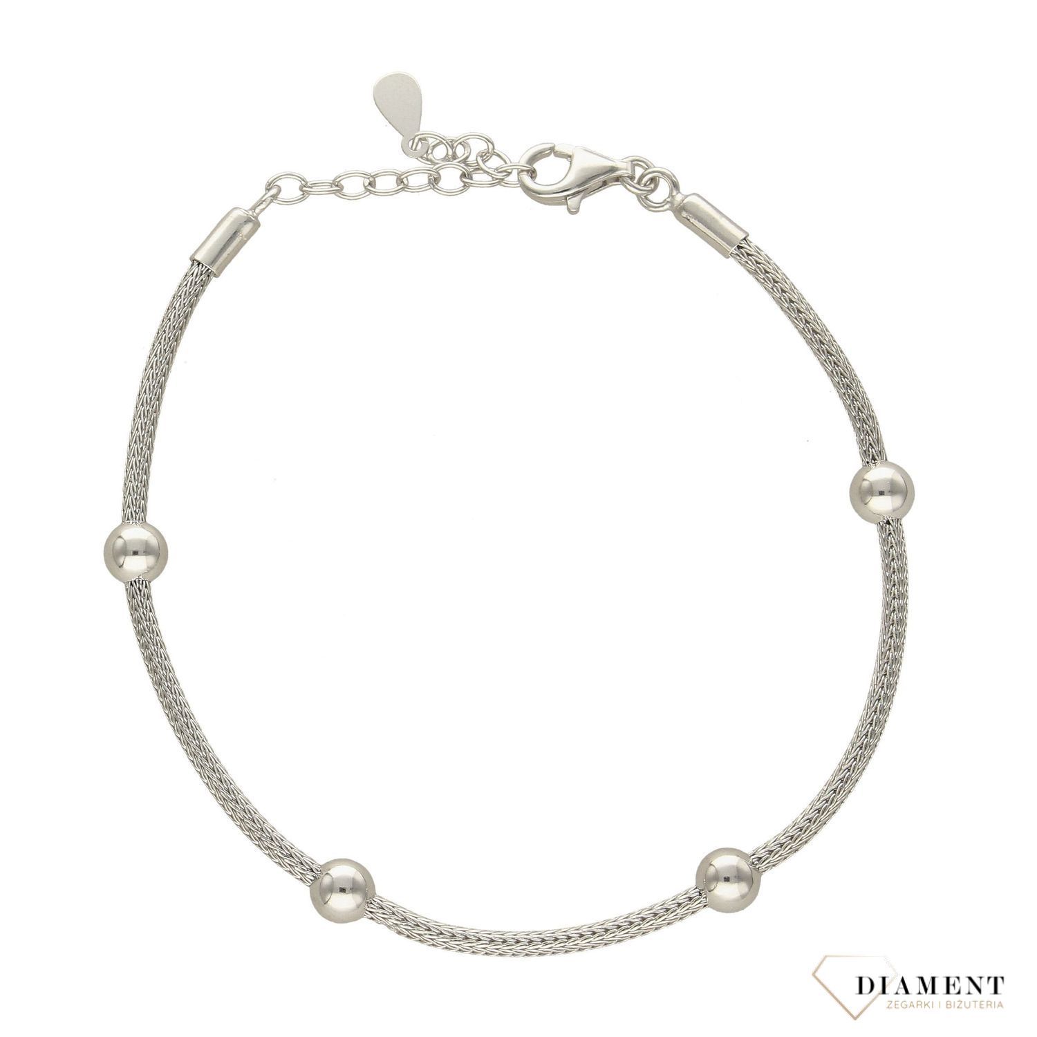 Srebrna bransoletka gładki łańcuszek z kuleczkami 272920060370.jpg