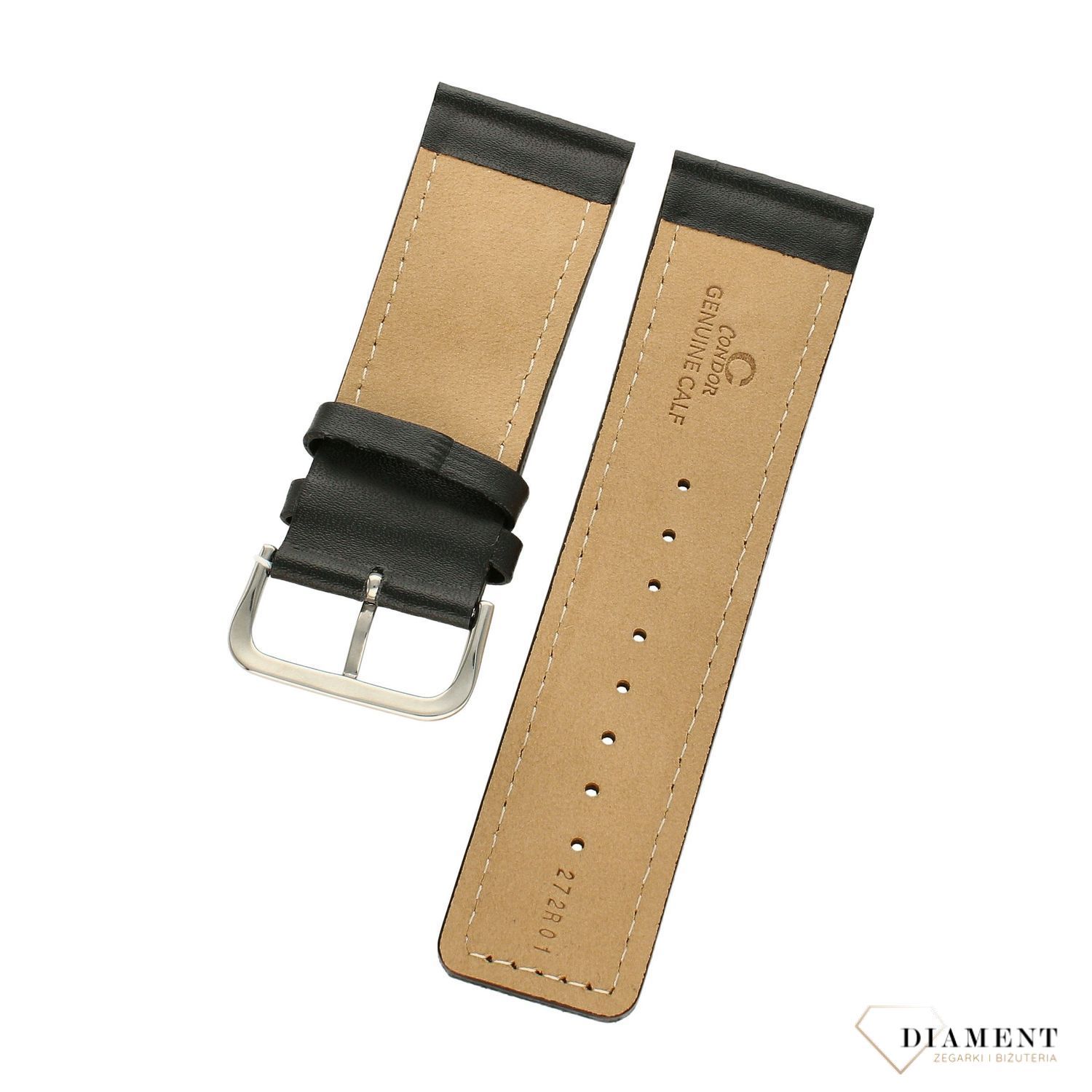 Pasek do zegarka czarny skórzany Condor 'Szeroka skóra' 272R (1).jpg