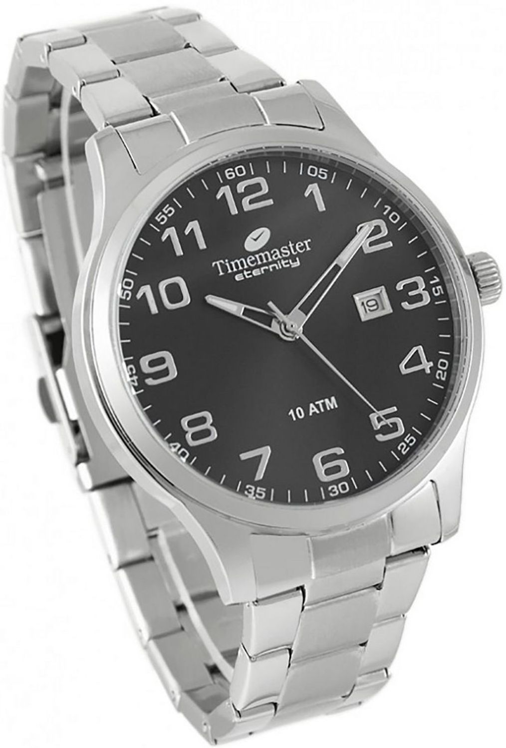 Męski zegarek TIMEMASTER 27402 – stalowa bransoleta, czarna tarcza, datownik i wodoszczelność 100M. Precyzyjny mechanizm kwarcowy. 3 lata gwarancji. Kup teraz online!1.jpg