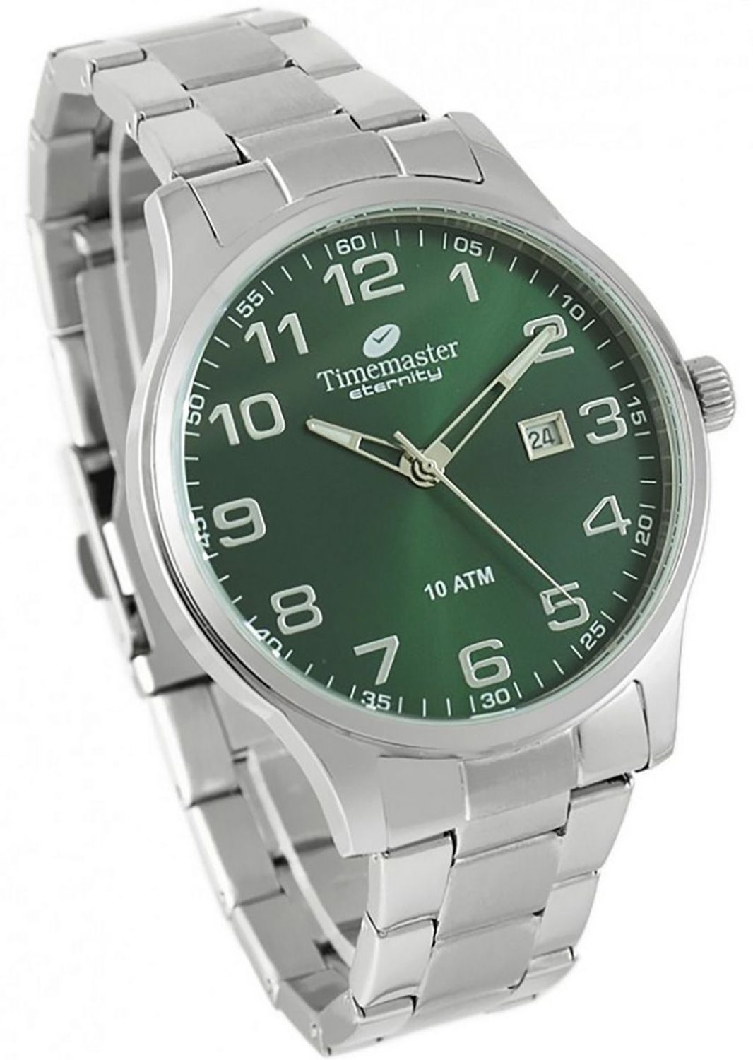 Zegarek TIMEMASTER 27404 – męski model z zieloną tarczą, stalową bransoletą, datownikiem i wodoszczelnością 100M. Elegancki i funkcjonalny. Gwarancja 3 lata. Kup online!1.jpg