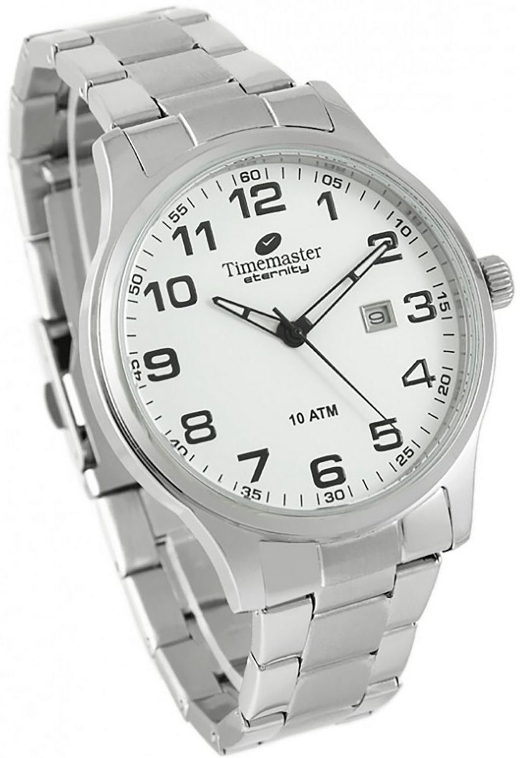 TIMEMASTER 27405 – elegancki zegarek męski z białą tarczą, stalową bransoletą i datownikiem. Wodoszczelność 100M, mechanizm kwarcowy, gwarancja 24 miesiące. Sprawdź ofertę!1.jpg