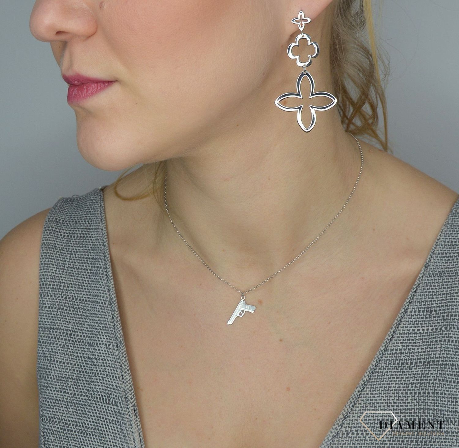 Srebrny naszyjnik 925 pistolet 274120510360.jpg